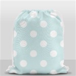 Polka Dots - White on Light Cyan Drawstring Bag (Small)