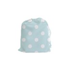 Polka Dots - White on Light Cyan Drawstring Pouch (S)