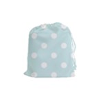Polka Dots - White on Light Cyan Drawstring Pouch (M)