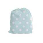 Polka Dots - White on Light Cyan Drawstring Pouch (L)