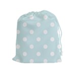Polka Dots - White on Light Cyan Drawstring Pouch (XL)