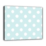 Polka Dots - White on Light Cyan Deluxe Canvas 24  x 20  (Stretched)
