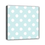 Polka Dots - White on Light Cyan Mini Canvas 6  x 6  (Stretched)