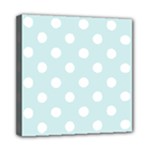 Polka Dots - White on Light Cyan Mini Canvas 8  x 8  (Stretched)