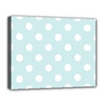 Polka Dots - White on Light Cyan Canvas 14  x 11  (Stretched)
