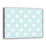 Polka Dots - White on Light Cyan Canvas 16  x 12  (Stretched)