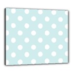 Polka Dots - White on Light Cyan Canvas 24  x 20  (Stretched)