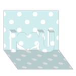 Polka Dots - White on Light Cyan I Love You 3D Greeting Card (7x5)
