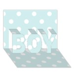 Polka Dots - White on Light Cyan BOY 3D Greeting Card (7x5)