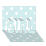 Polka Dots - White on Light Cyan GIRL 3D Greeting Card (7x5)
