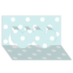 Polka Dots - White on Light Cyan Twin Hearts 3D Greeting Card (8x4)