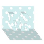 Polka Dots - White on Light Cyan LOVE 3D Greeting Card (7x5)