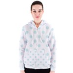 Polka Dots - Light Cyan on White Women s Zipper Hoodie