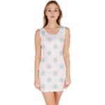 Polka Dots - Light Cyan on White Bodycon Dress