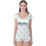 Polka Dots - Light Cyan on White Boyleg Leotard (Ladies)