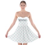 Polka Dots - Light Cyan on White Strapless Bra Top Dress