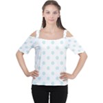 Polka Dots - Light Cyan on White Women s Cutout Shoulder Tee