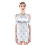 Polka Dots - Light Cyan on White Women s Cutout Shoulder Dress