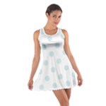 Polka Dots - Light Cyan on White Cotton Racerback Dress