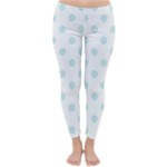 Polka Dots - Light Cyan on White Winter Leggings