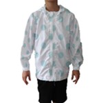Polka Dots - Light Cyan on White Hooded Wind Breaker (Kids)