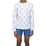 Polka Dots - Light Cyan on White Kid s Long Sleeve Swimwear