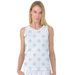 Polka Dots - Light Cyan on White Women s Basketball Tank Top