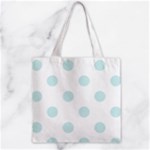 Polka Dots - Light Cyan on White Zipper Grocery Tote Bag
