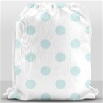 Polka Dots - Light Cyan on White Drawstring Bag (Large)