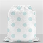 Polka Dots - Light Cyan on White Drawstring Bag (Small)