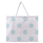 Polka Dots - Light Cyan on White Zipper Large Tote Bag
