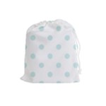 Polka Dots - Light Cyan on White Drawstring Pouch (L)