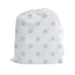 Polka Dots - Light Cyan on White Drawstring Pouch (XXl)