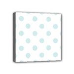 Polka Dots - Light Cyan on White Mini Canvas 4  x 4  (Stretched)