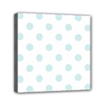 Polka Dots - Light Cyan on White Mini Canvas 6  x 6  (Stretched)