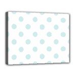Polka Dots - Light Cyan on White Canvas 14  x 11  (Stretched)