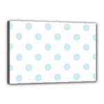 Polka Dots - Light Cyan on White Canvas 18  x 12  (Stretched)