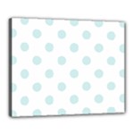 Polka Dots - Light Cyan on White Canvas 20  x 16  (Stretched)