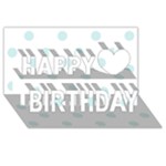 Polka Dots - Light Cyan on White Happy Birthday 3D Greeting Card (8x4)