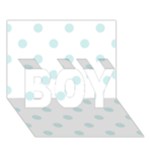 Polka Dots - Light Cyan on White BOY 3D Greeting Card (7x5)