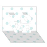 Polka Dots - Light Cyan on White LOVE 3D Greeting Card (7x5)