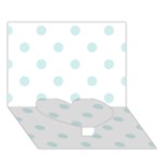 Polka Dots - Light Cyan on White Heart Bottom 3D Greeting Card (7x5)