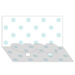 Polka Dots - Light Cyan on White Twin Heart Bottom 3D Greeting Card (8x4)