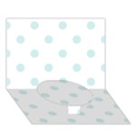 Polka Dots - Light Cyan on White Circle Bottom 3D Greeting Card (7x5)