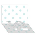 Polka Dots - Light Cyan on White LOVE Bottom 3D Greeting Card (7x5)