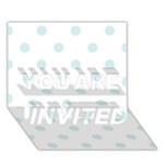 Polka Dots - Light Cyan on White YOU ARE INVITED 3D Greeting Card (7x5)