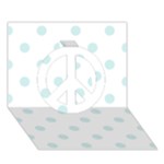 Polka Dots - Light Cyan on White Peace Sign 3D Greeting Card (7x5)