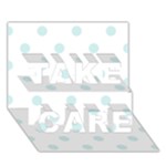 Polka Dots - Light Cyan on White TAKE CARE 3D Greeting Card (7x5)