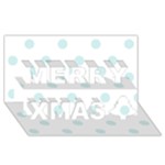 Polka Dots - Light Cyan on White Merry Xmas 3D Greeting Card (8x4)
