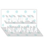 Polka Dots - Light Cyan on White Happy New Year 3D Greeting Card (8x4)